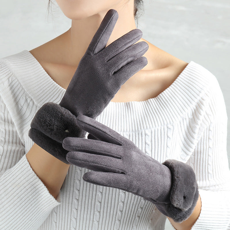 Suede Warm Finger Gloves