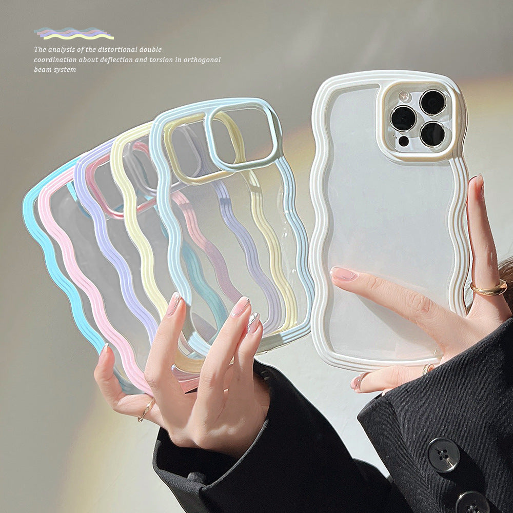Wave Border Mobile Phone Case - Solid Color Simple Candy Color