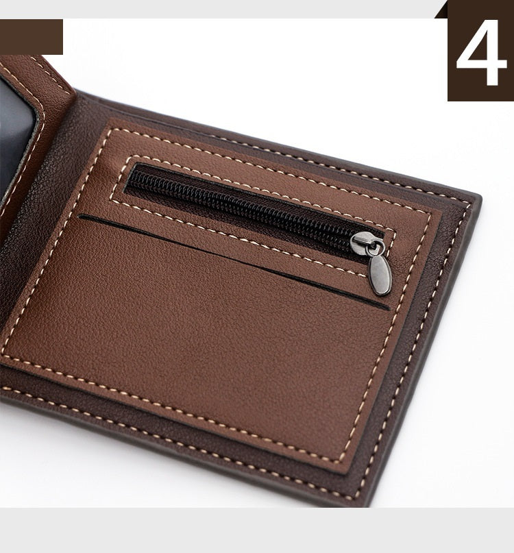 New Personalized Men's Short Wallet - Fashion Silk Screen Wallet Men's Frosted Clutch Wallet