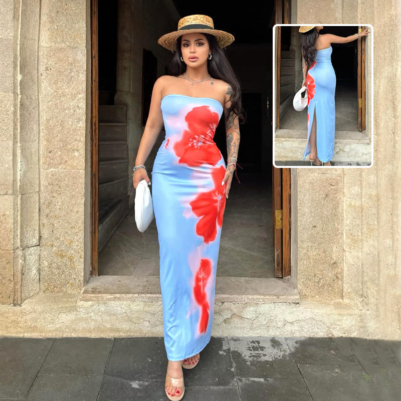 🌟 Slim Slit Tube Long Dress – Sexy Summer Party & Beach Dress for Women | Trendy, Comfortable & Eye-Catching