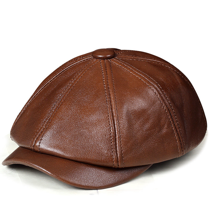 Dome Top Layer Cowhide Octagonal Men's Hat