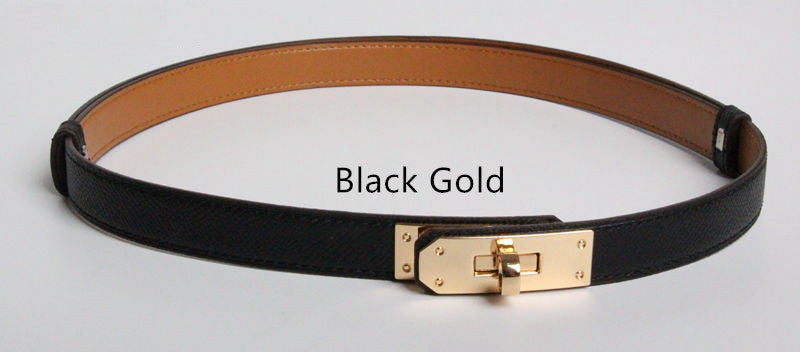 High Quality Women's Real Leather Belts – 1.8cm Width with Golden Buckle
