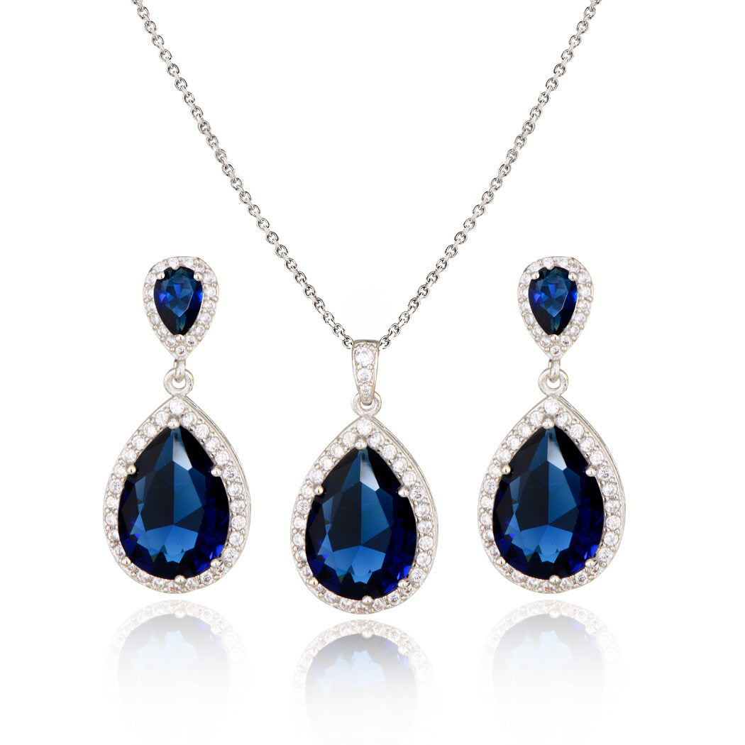 Luxury Bright Zircon Water Drops Wedding Jewelry Set - Bridal Wedding Jewelry Simple Graceful