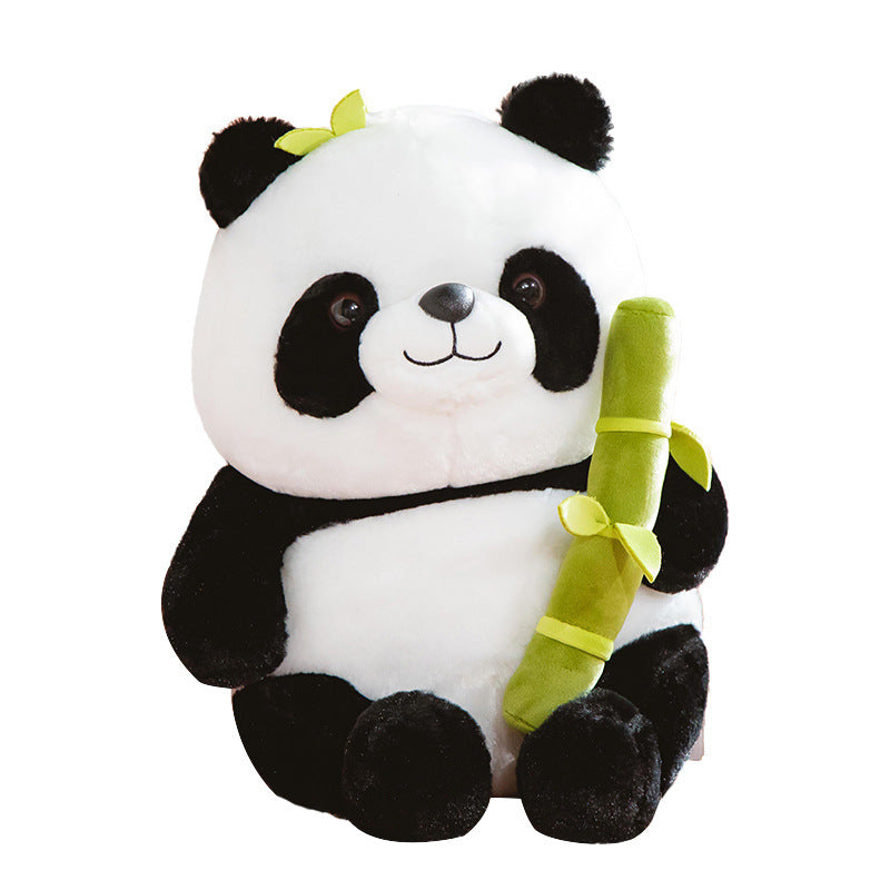 Simulated Bamboo Tube Flower Panda Plush Pillow – Cuteness & Comfort in One