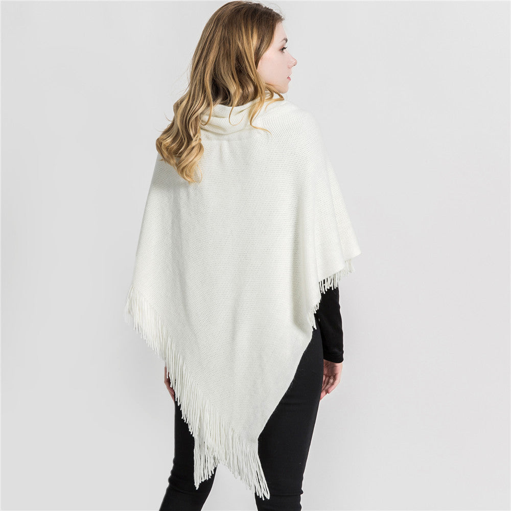 Winter Loose Kimono Cardigan  Shawl - Women Long Sleeveless Hat Poncho Solid Color Magic Shawl Knitted Sweater