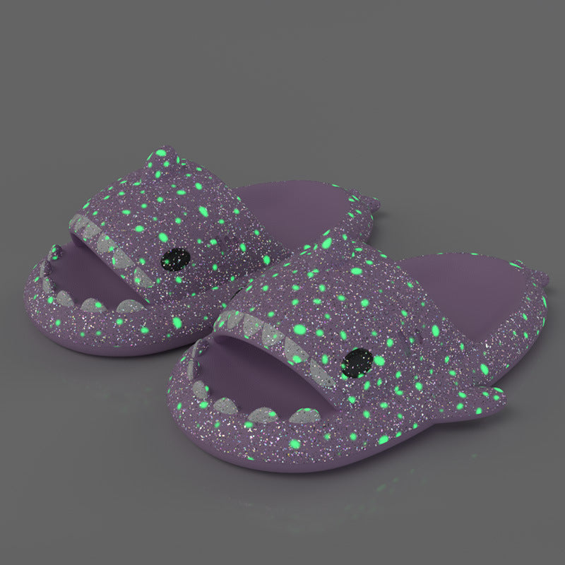 Shark Slippers With Starry Night Light - Bathroom Slippers Couple House Shoes For Women