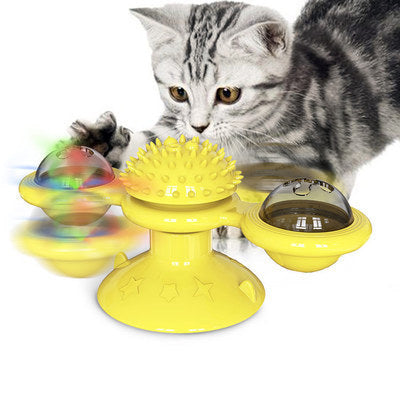 Cat Rotating Windmill Multi-Function Toys - Itch Scratching Device Teeth Shining Toy