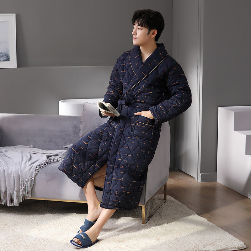 Pure Cotton Long Sleeved Autumn And Winter Bathrobe