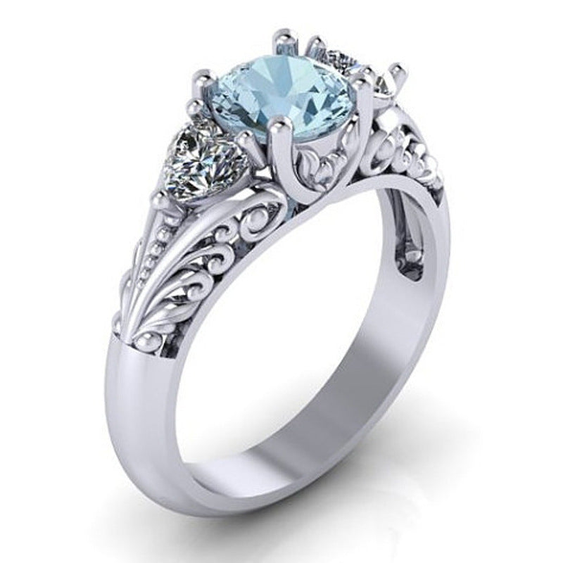 Diamond Sapphire Engagement Ring - Creative couple ring