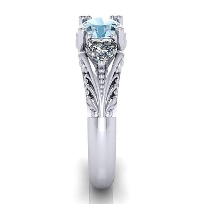 Diamond Sapphire Engagement Ring - Creative couple ring