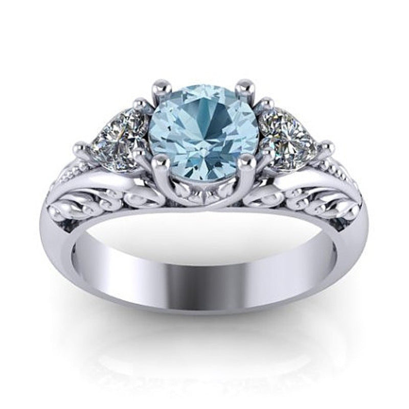 Diamond Sapphire Engagement Ring - Creative couple ring