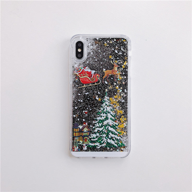Santa Claus Christmas Tree Quicksand Shell Phone Case