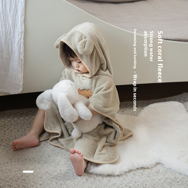 Coral Fleece Children's Bathrobes Cartoon Cloak Wearable