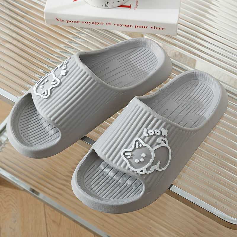 Cute Cat Slippers—Summer Women Home Shoes, Bath Thick Platform,  Non-Slip Slides Indoor Outdoor