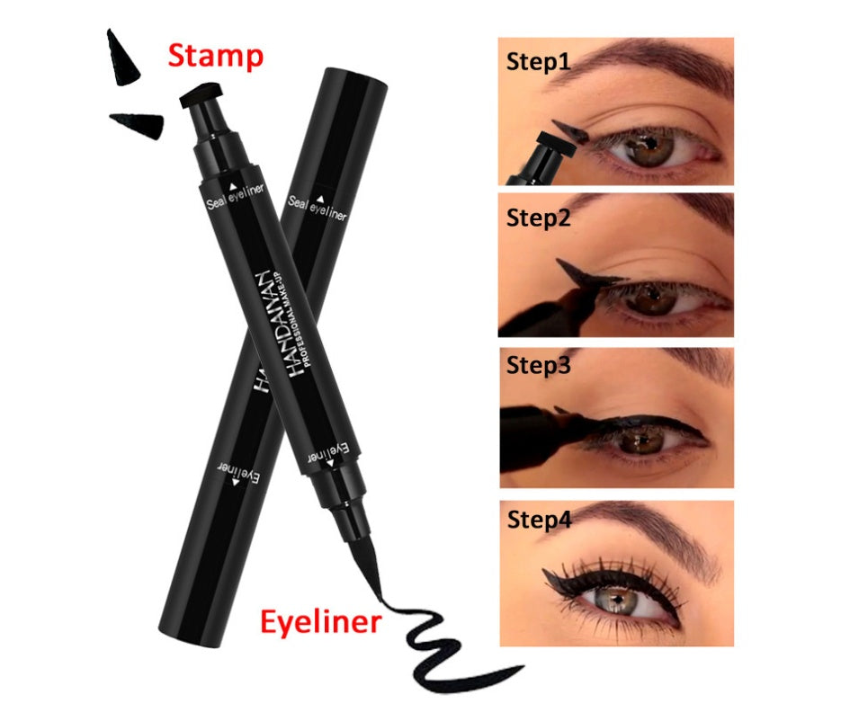 Double-Headed Seal Eyeliner - Triangle seal eyeliner 2-in-1 waterproof eyeliner