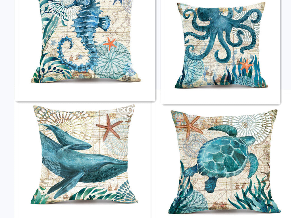 Cushion Covers Sea Turtle Printed Throw Pillow Cases - For Home Decor Sofa Chair Seat