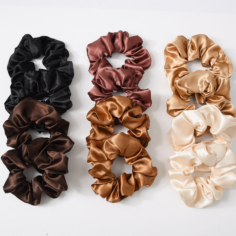Satin Cloth Large Intestine Circle Hair Tie Set Solid Color - JumoShop