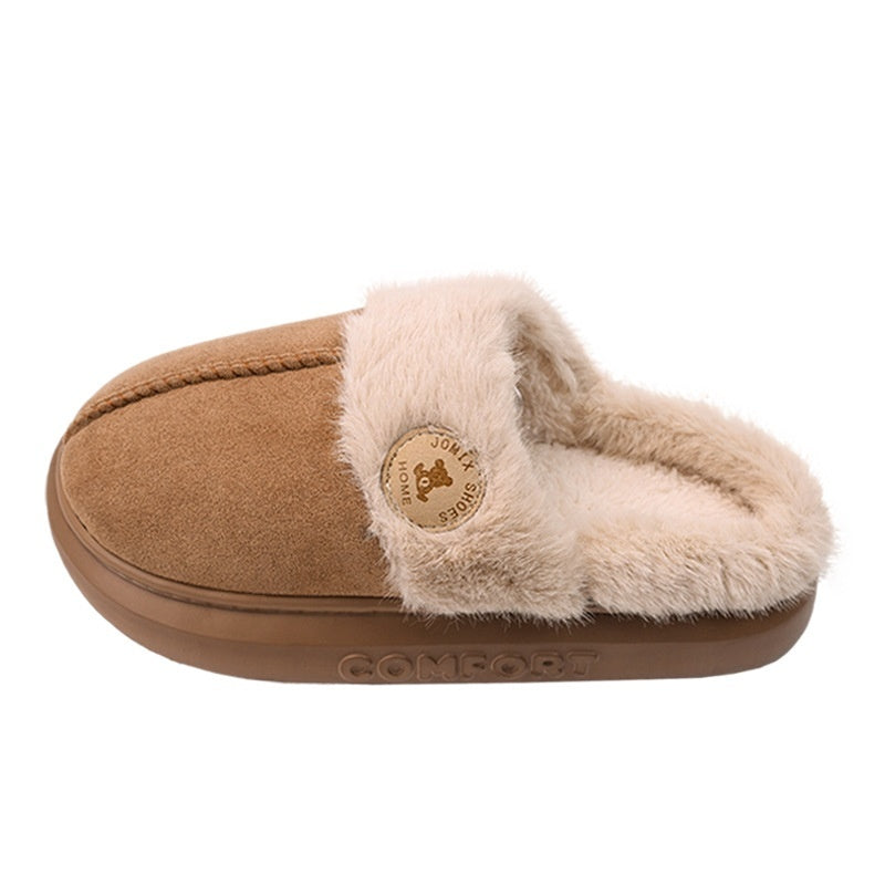 New Plush Slippers For Women - Men Winter Warm Home Slipper Indoor Thick-soled Fleece Shoes