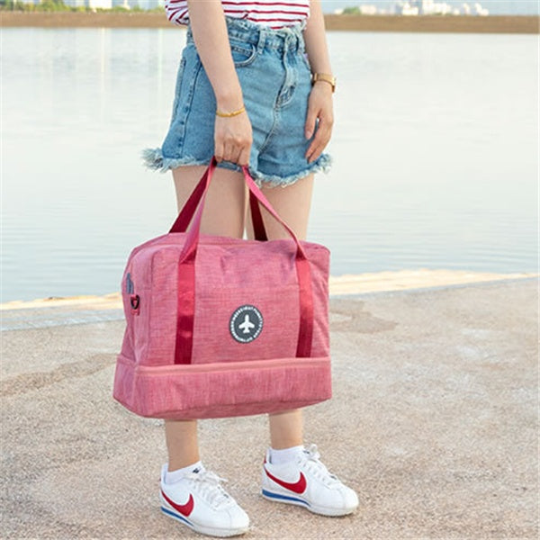 Dry And Wet Separation Travel Bag - Tourism Fitness Storage Pouch Women's Clothes Shoes Daily Necessities Duffle Package Supplies