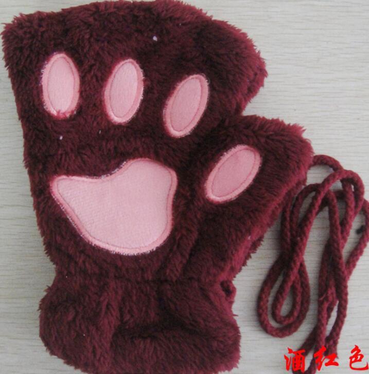 Winter Lovely Half Cover Paw Bear Cat Claw Gloves - Short Finger Gloves