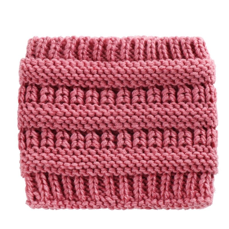 Women Headwrap Ponytail Beanies Hat - Winter Warm Ear Warmer Head Wrap Casual Crochet Turban Hats Female Soft Knit Woolen Caps