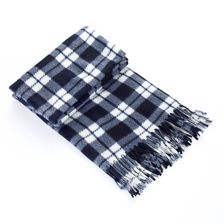 Autumn And Winter Black And White Plaid Plus-sized Thick Thermal Men's And Women's Scarf