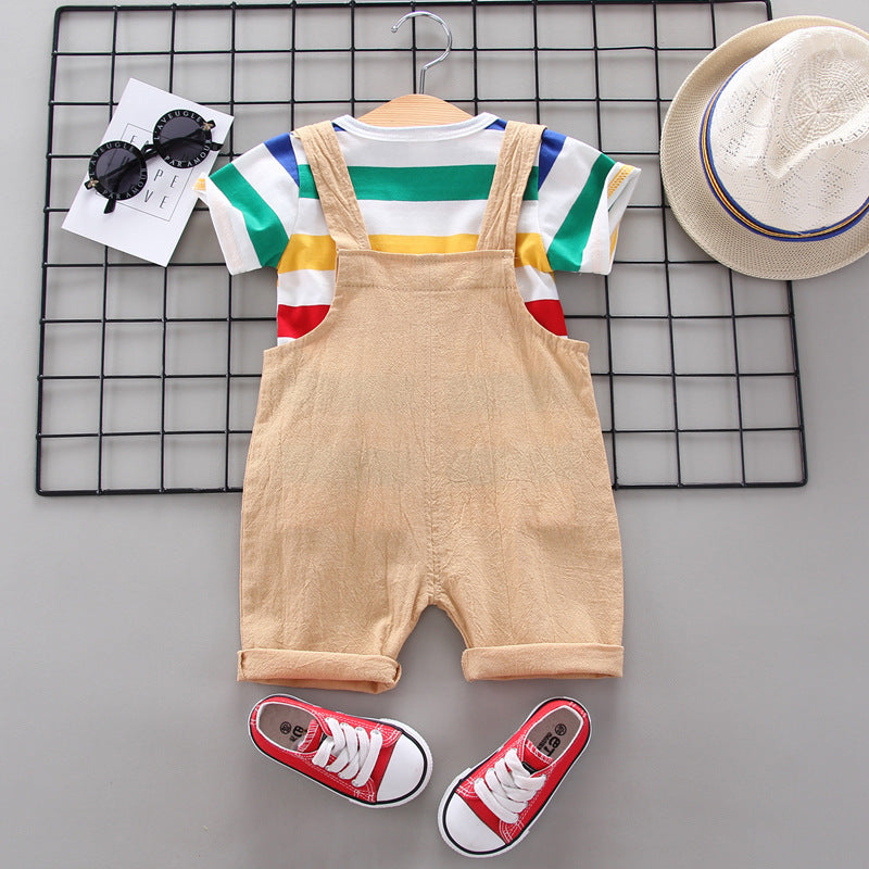 Rainbow Design Romper Pants and Top - Boys and Girls Baby Kids clothing Set