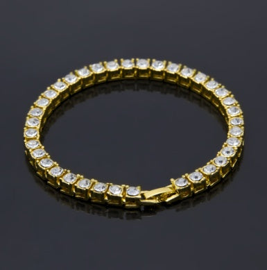 Tin Alloy Gold Color Iced Bracelet - Men's Hip Hop Chain Street Rock Jewelry