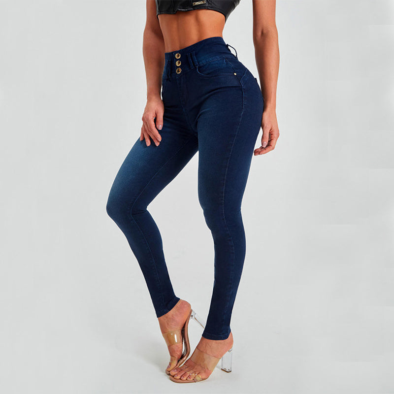 High Waist Jeans - Women's Skinny Trousers Tight Stretch Shaping And Hip Lifting Pants