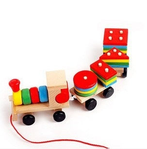 Wooden Train Three-section Tractor Toy - Children's Intelligence Puzzle Toys Educational Toys