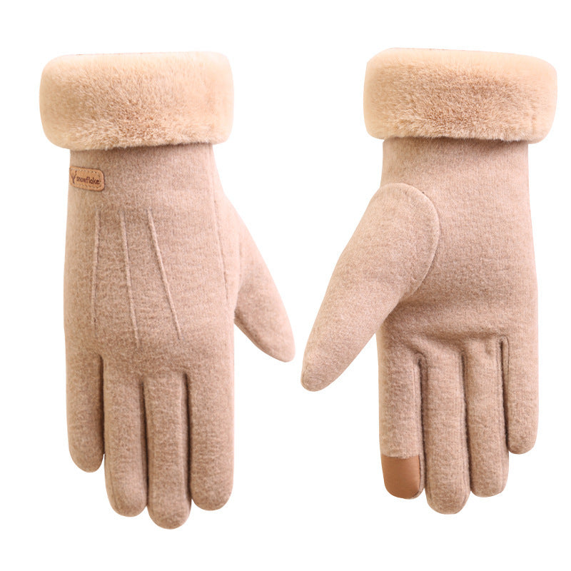 Autumn and Winter Cashmere Full Finger Gloves