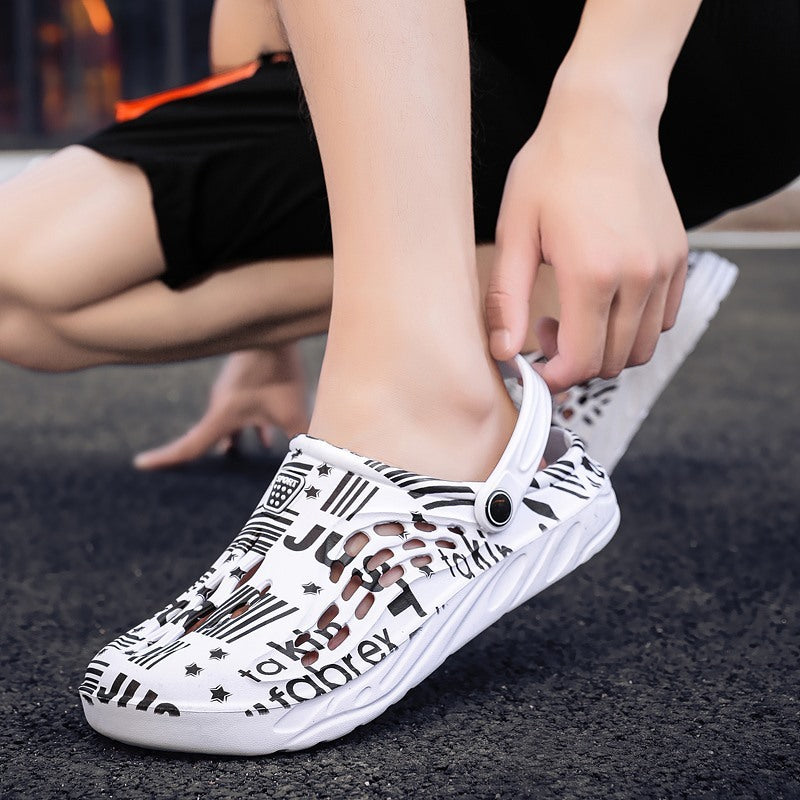 Letter Print Slippers - Men Summer Sandals Beach Shoes