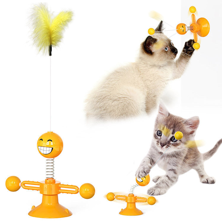 Cat Rotating Windmill Multi-Function Toys - Itch Scratching Device Teeth Shining Toy