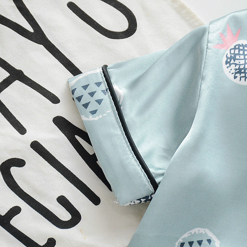 Children's Short Sleeve Ice Silk Summer Pajamas