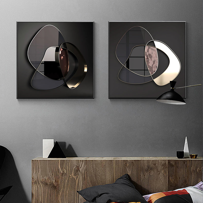 Modern Abstract 3D Metal Effect Canvas Art - Frameless Contemporary Wall Decor - JumoShop