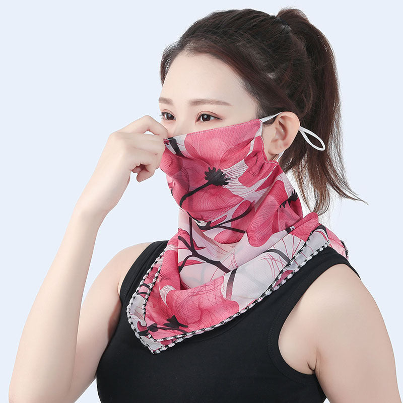 Hanging Ear Thin Face-covering Scarf - Triangle Veil Scarf