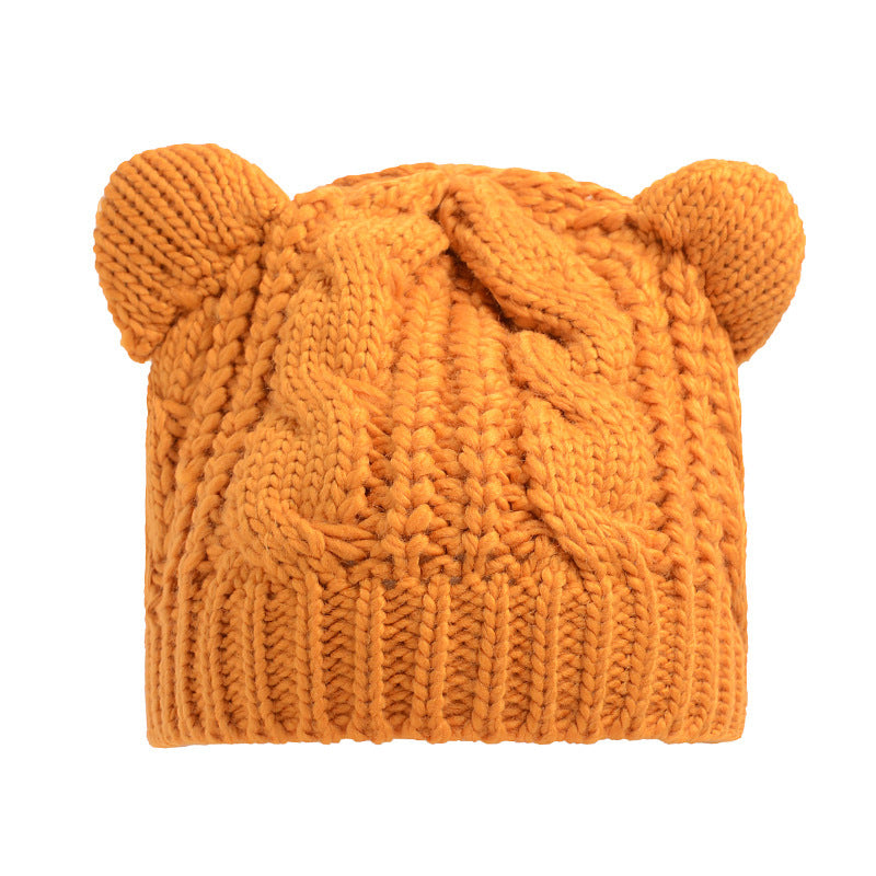 Hand Made 3D Cute Knitted Cap - Ear Beanie For Winter