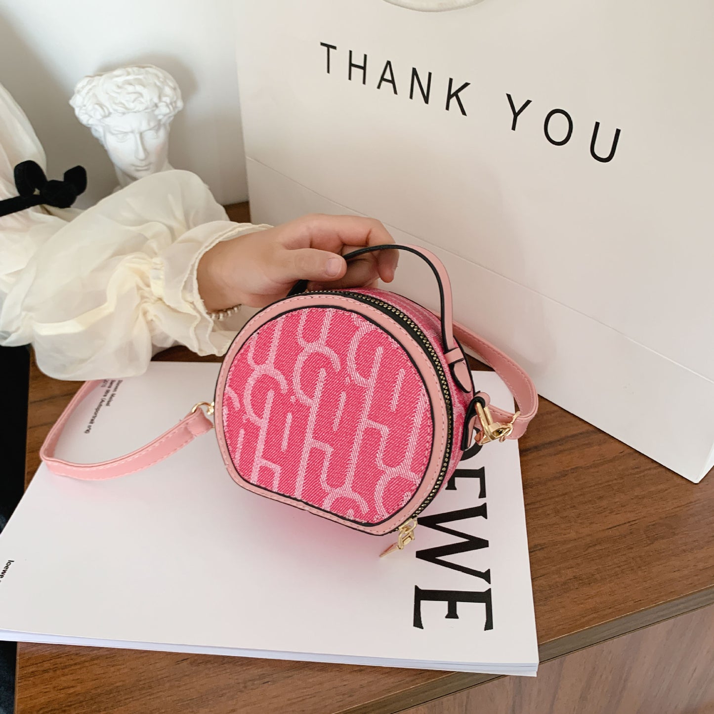 Small Round Bag with Letters