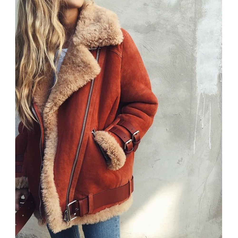 Women Winter Suede Coat - Outerwear Fashion Plus Size Overcoat For Female Thick Women Autumn Jacket