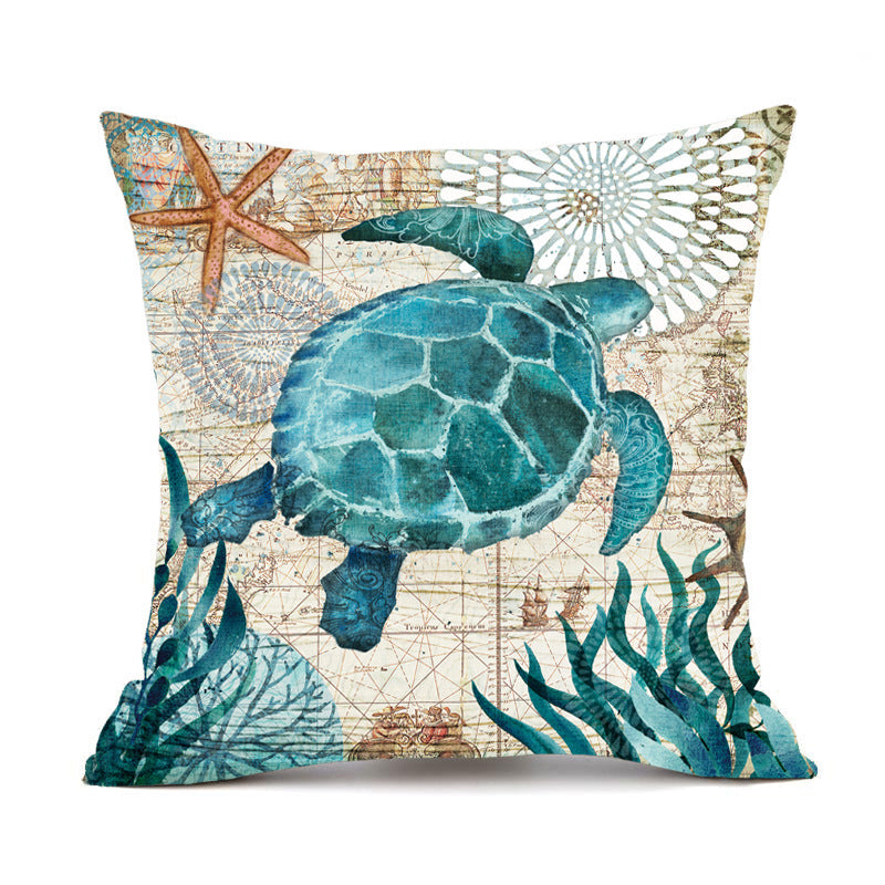 Cushion Covers Sea Turtle Printed Throw Pillow Cases - For Home Decor Sofa Chair Seat