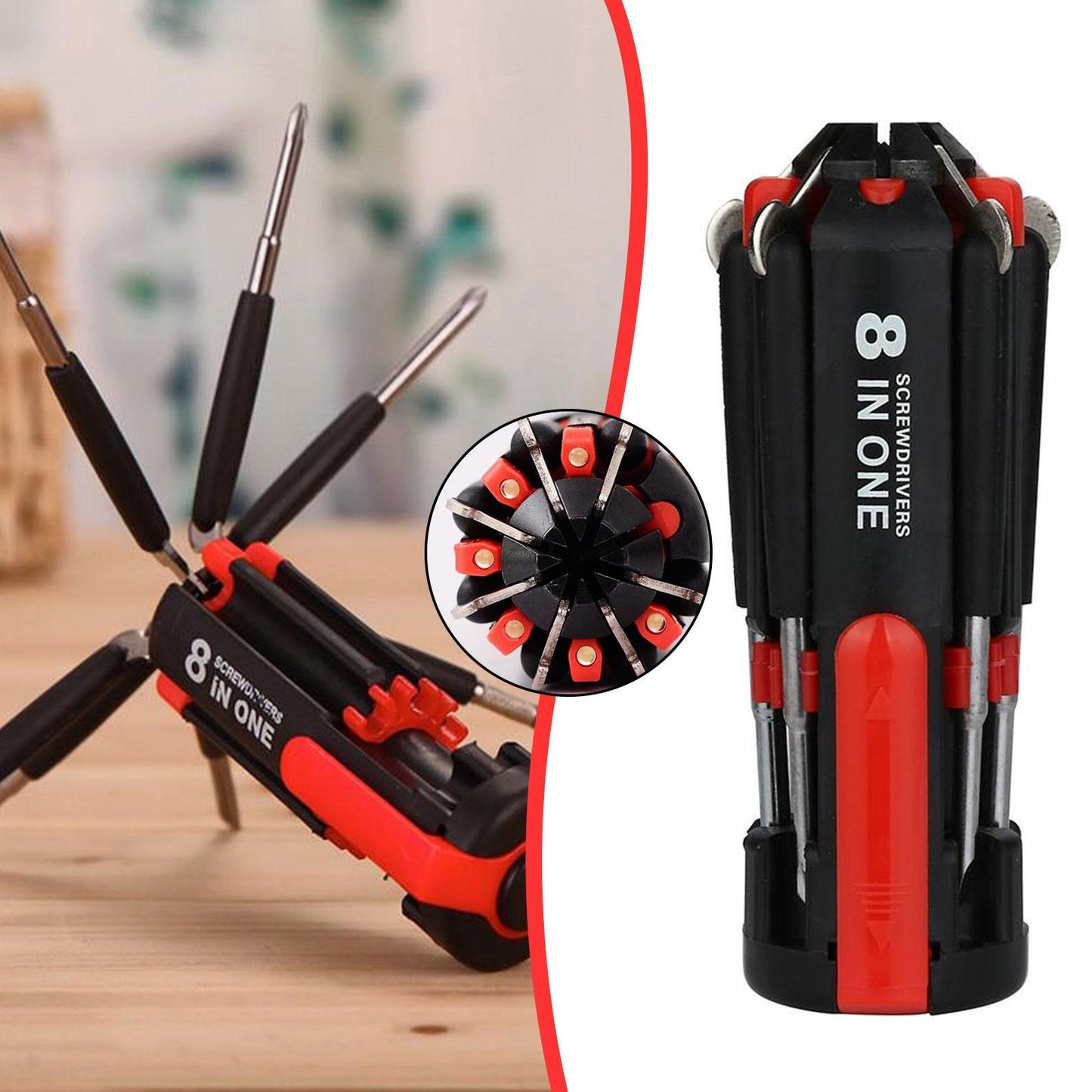 Car Supplies 8 In 1 Screwdriver With LED Flashlight - Car Portable Multifunctional Outdoor Tools