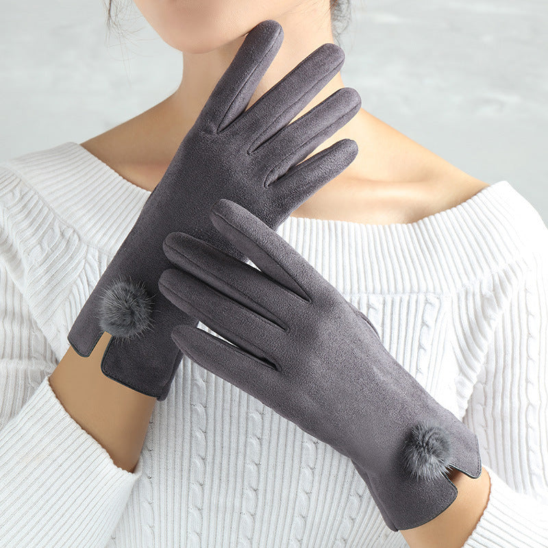 Suede Warm Finger Gloves