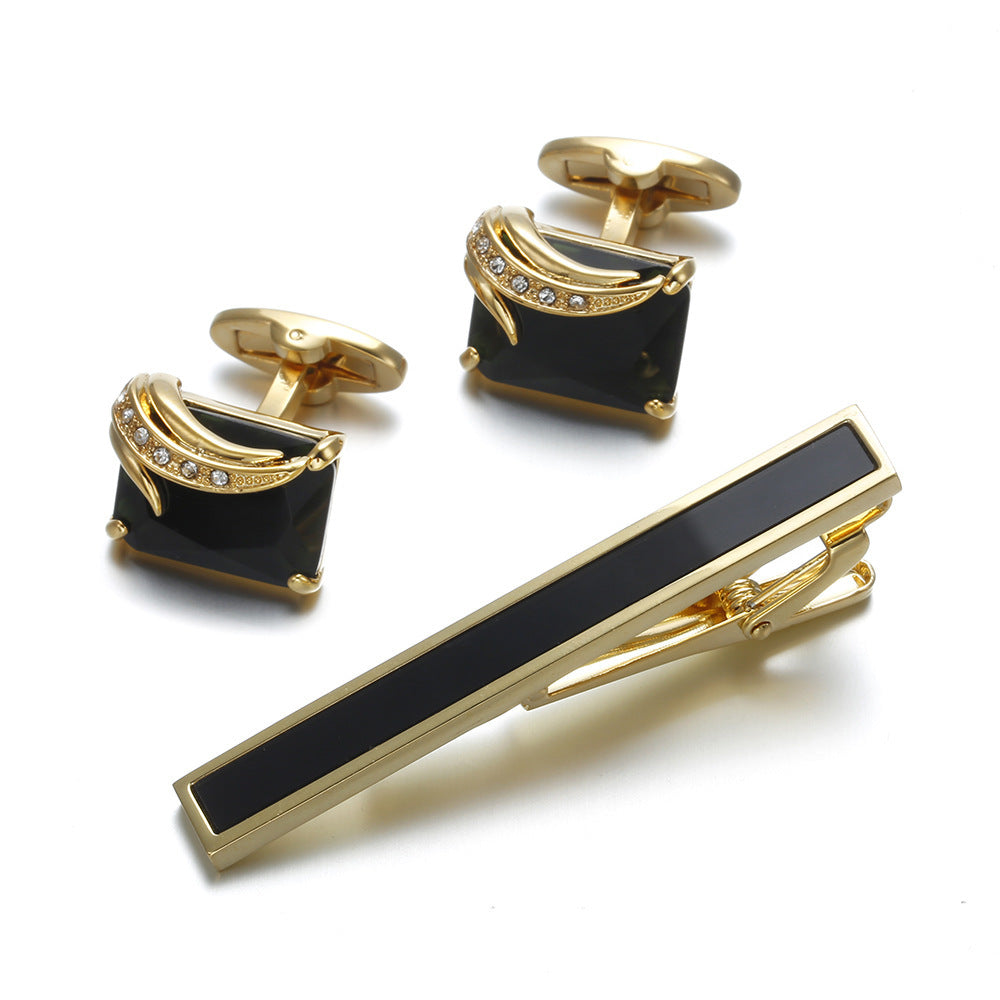 Luxury Gold Tie Clip & Cufflinks Set – Elevate Your Style with Elegance ✨ Fashion Gentleman Tie Clip High Quality Cufflinks Gold - JumoShop