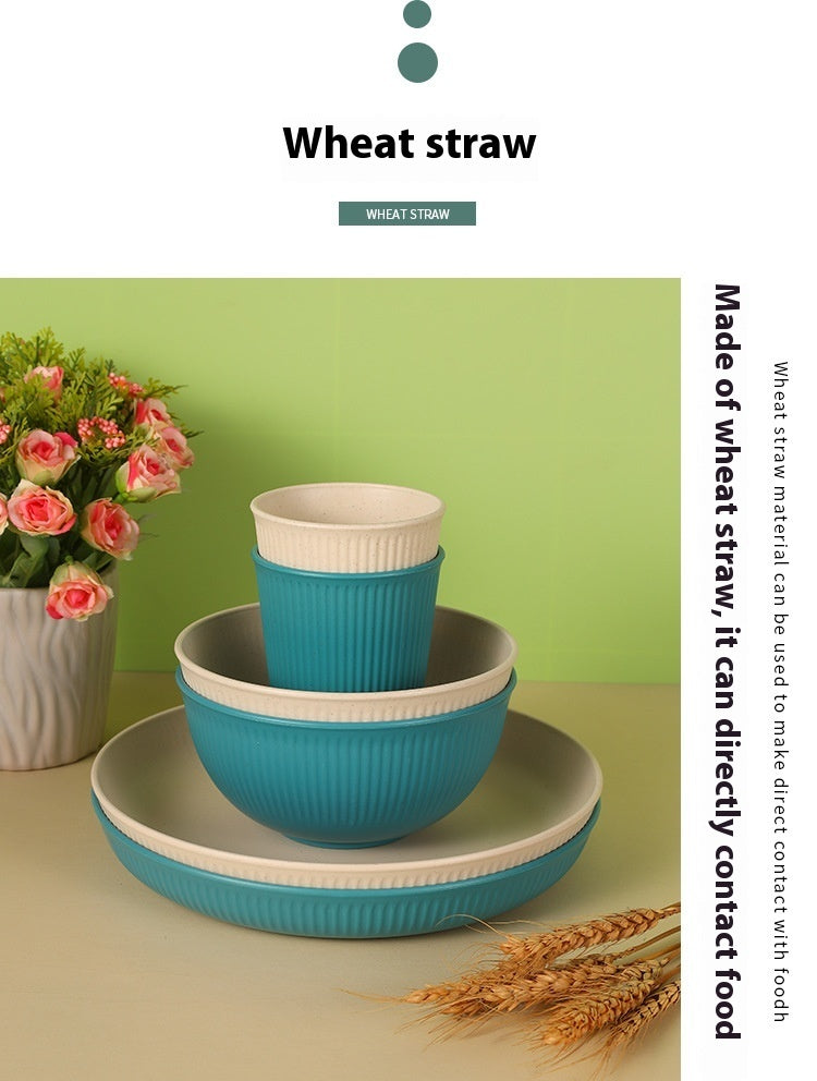 Wheat Straw Vertical Grain Bowl Saucers 4 Pack
