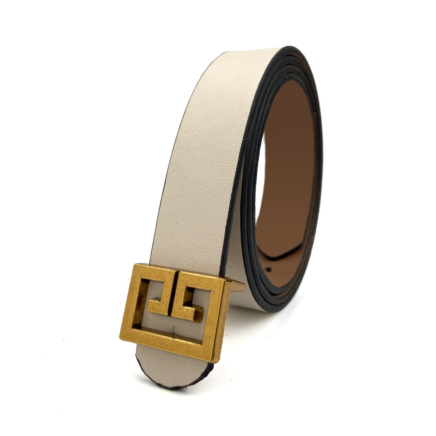Women’s Bronze Buckle Decorative Belt – Imitation Leather All-Match Waist Belt
