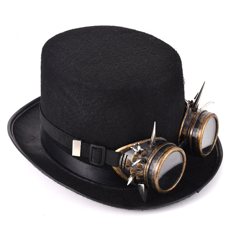 Steampunk Rivet Glasses Top Hat - Goth Punk Magic Hat Retro Clothing Accessories