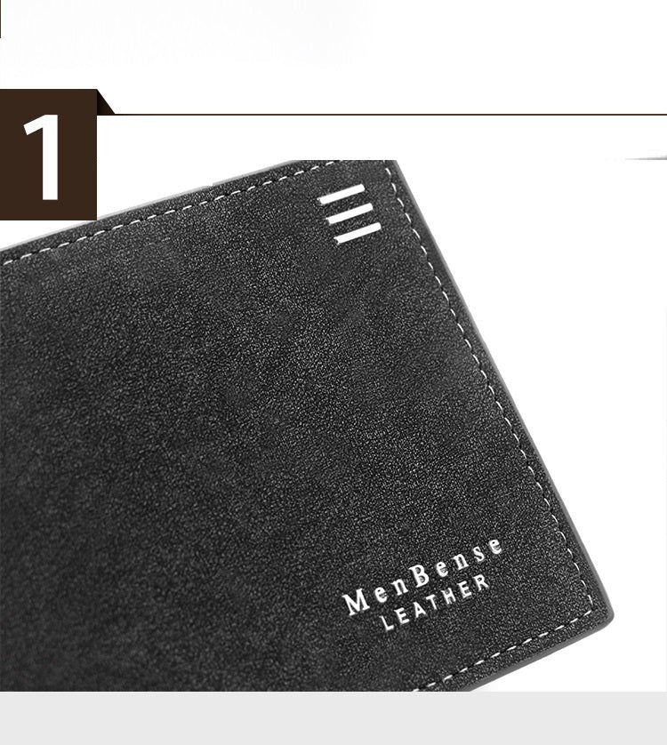 New Personalized Men's Short Wallet - Fashion Silk Screen Wallet Men's Frosted Clutch Wallet