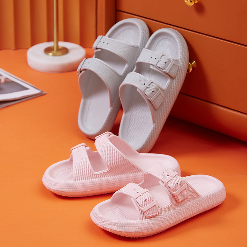 Platform Slippers - Women's Summer Buckle Home Shoes