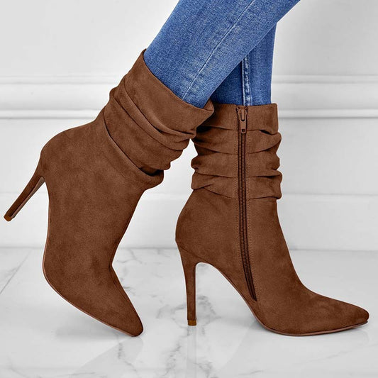 Pointed Toe Stiletto Ankle Heel Boots For Women