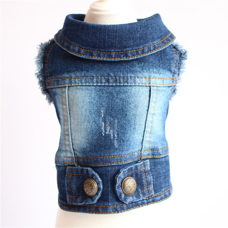 Designer Dog Denim Jacket – Stylish Spring Puppy Jeans Vest for Small Dogs & Cats